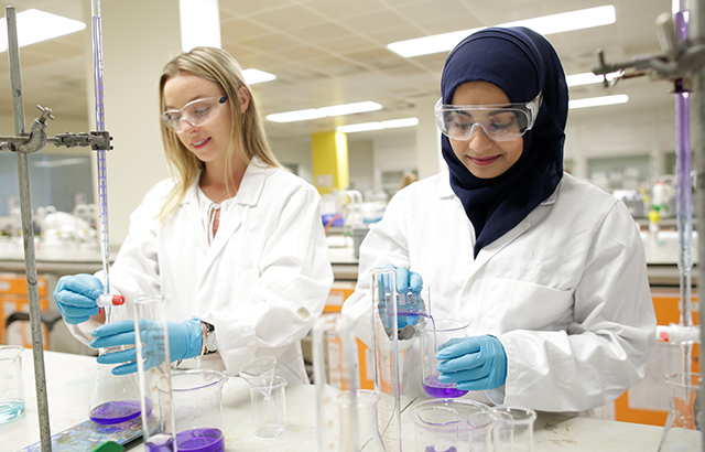 Pharmacology students in the laboratory