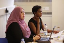 Students taking part in a writing workshop